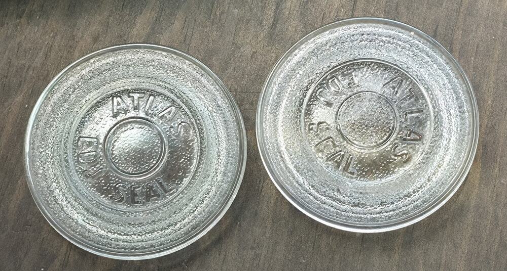 ATLAS EDJ SEAL Clear Glass Canning Jar Lids 2.5" Diameter Set of 2